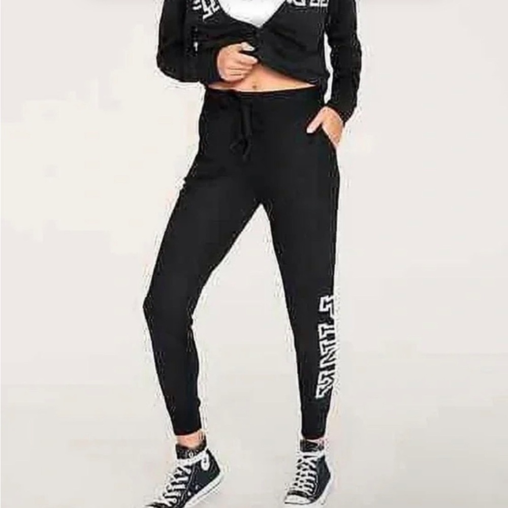 VS Pink Black Women's Jogger Pants Y2K
